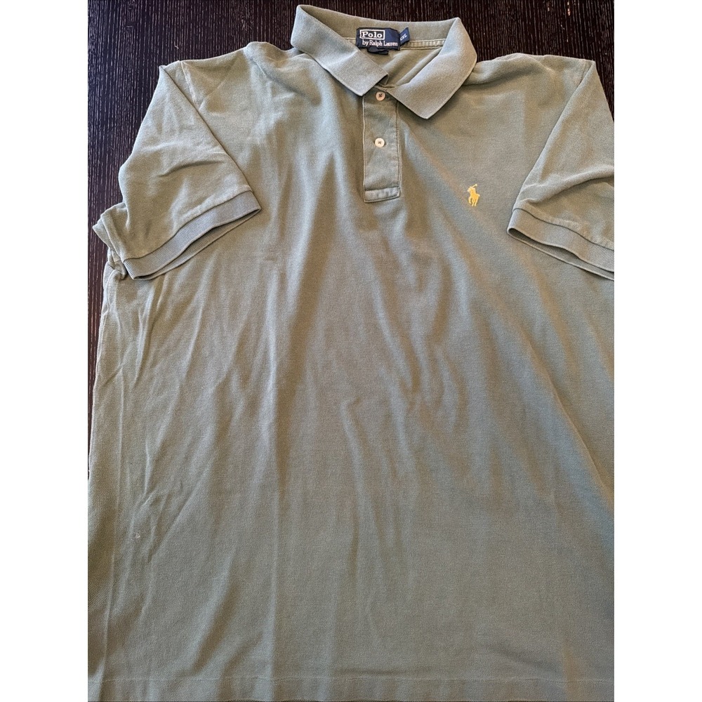 Polo Ralph Lauren Mens XXL Classic Fit Mesh Polo Shirt Sage Green Yellow Pony